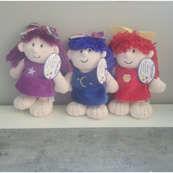 Progressive Plush Kids Girls Twins Triplets Purple Blue Red 8" Birthday Gifts - Picture 1 of 6